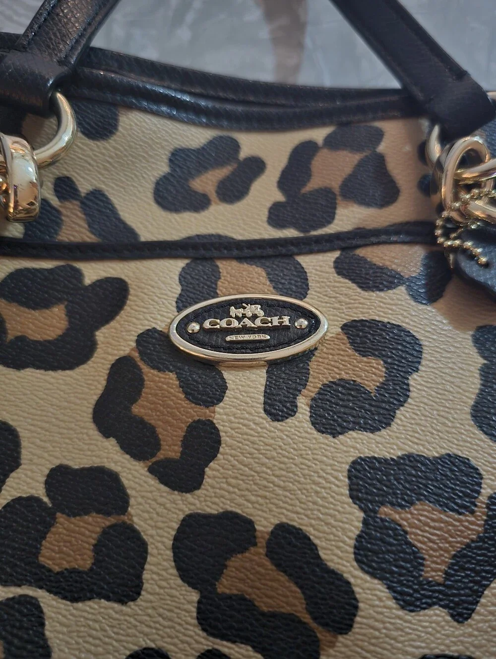 Coach x Baseman Wild Beast Ocelot Black & Tan Leather Prairie Satchel/Tote!